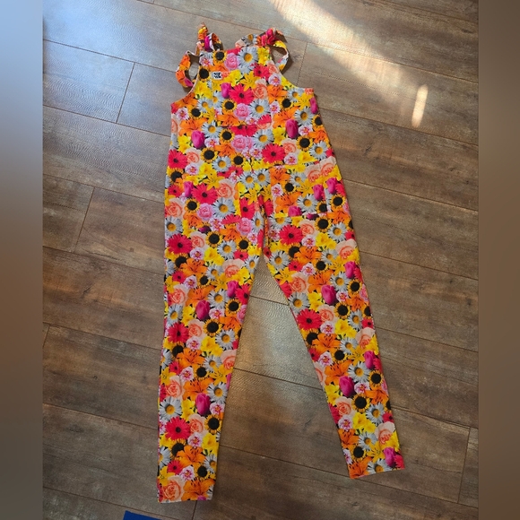Lucy & Yak Denim - Lucy & Yak Bright Floral Print Adjustable-Strap Overalls